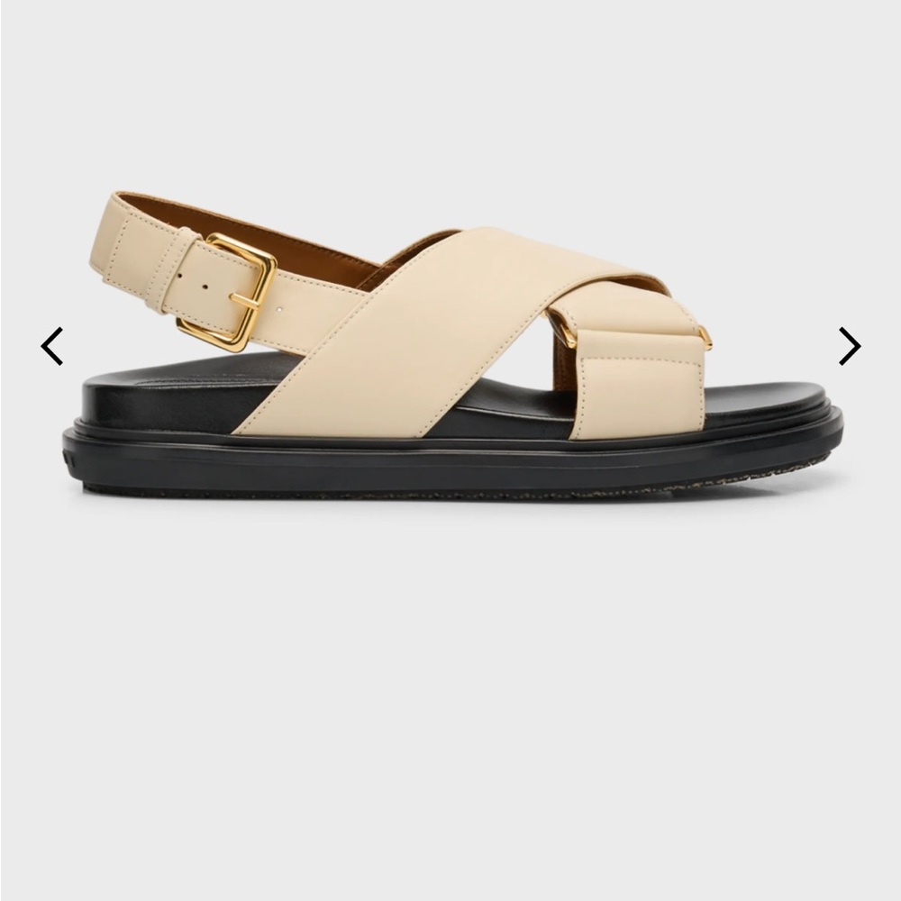 MARNI FUSSBETT ivory leather - black sole sandals